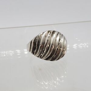 Sterling Silver Dome Ridged Ring Size 6.25
